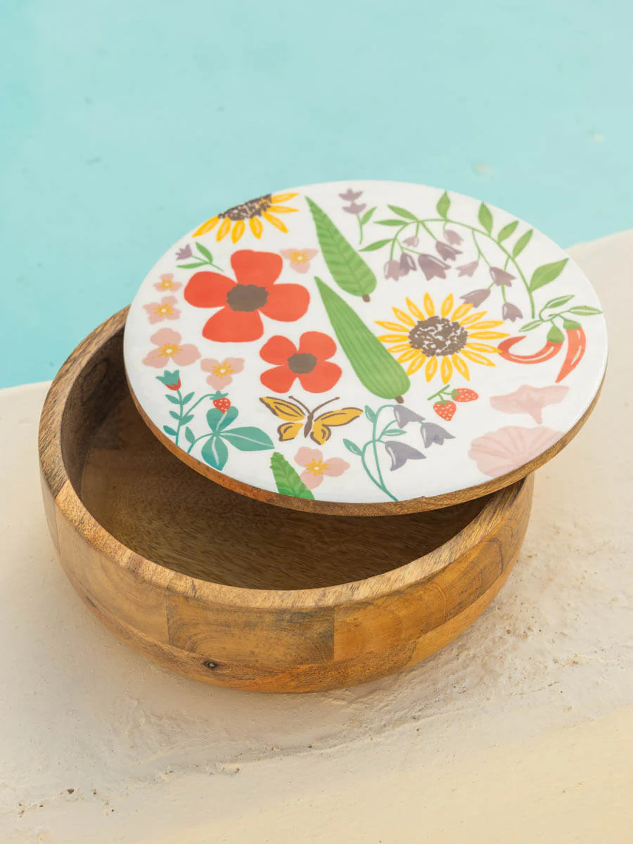 Set of 3 - Amarabati Wooden Jars and Platter