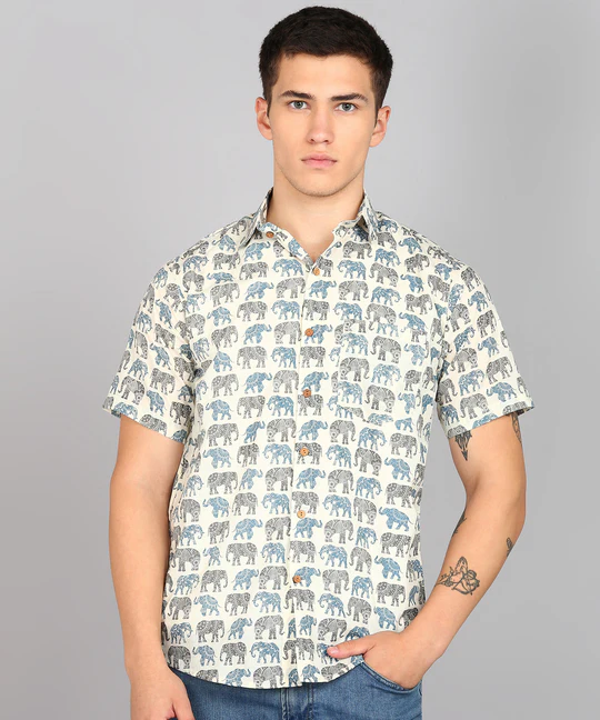 Camel Print Cotton Shirt